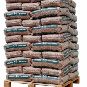 Palette de granulés de bois de Brazeco PREMIUM certifiés Din+ ou EN+ A1, pellets de 65 sacs de 15kg